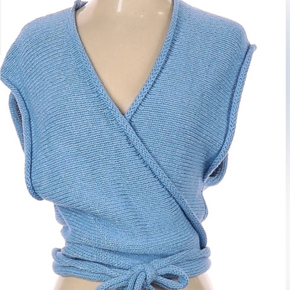 Free People!! Wish You Were Here Black Wrap Sweater!
